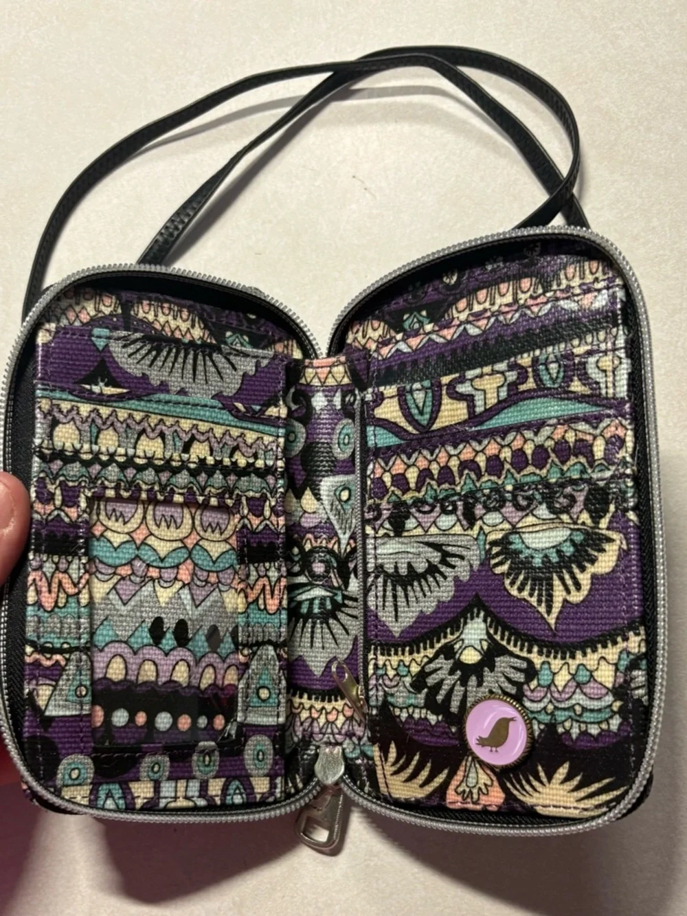 Sakroots Artist Circle Coated Canvas Wallet - Crossbody or Wristlet